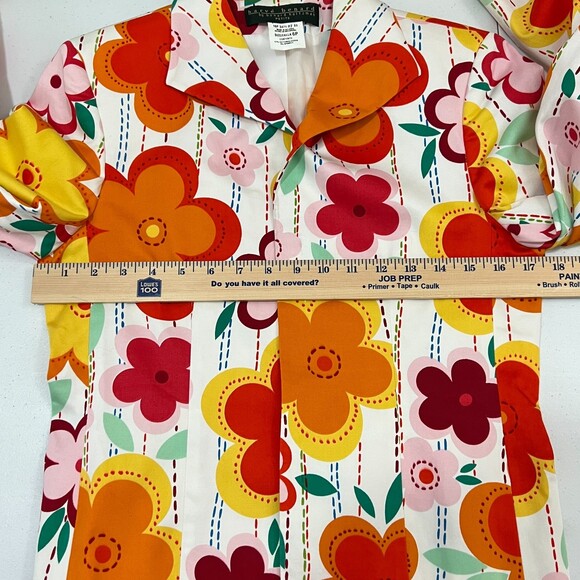 Harve Benard Vintage Retro Floral Blazer Jacket Orange Yellow Pink - Women's 6 P - Picture 6 of 10